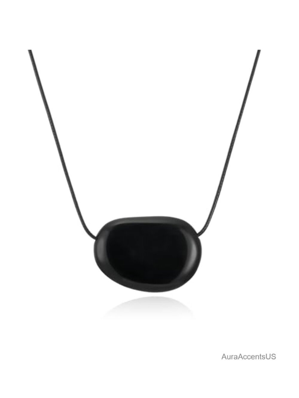 Silver Plated Chunky Pebble Pendant Necklace Leather Cord Adjustable